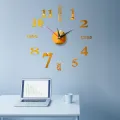 Creative 3D Mirror Wall Clock, Modern Wall Sticker Clock, Large Watch Silent Mirror Number Clock Home Office School Decorations. 