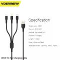 Charger 3 in 1 USB Cable for iPhone, All Android Phones Micro USB and Type C Multi Cord with Lighting for iOS Gadgets, Premium Nylon and Aluminum Braided Materials Multi Charging Connector for all wireless devices. 