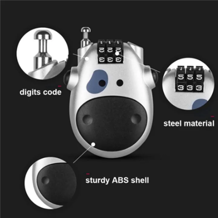 TWEXQNY 2X Telescopic Coded Lock Cartoon Cow Lock with Retractable ...