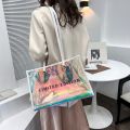 Fashion Transparent Handbag for Women 2023 PVC Clear Bag Travel Ladies Shoulder Bags with Purse Large Capacity Eco Beach Tote. 