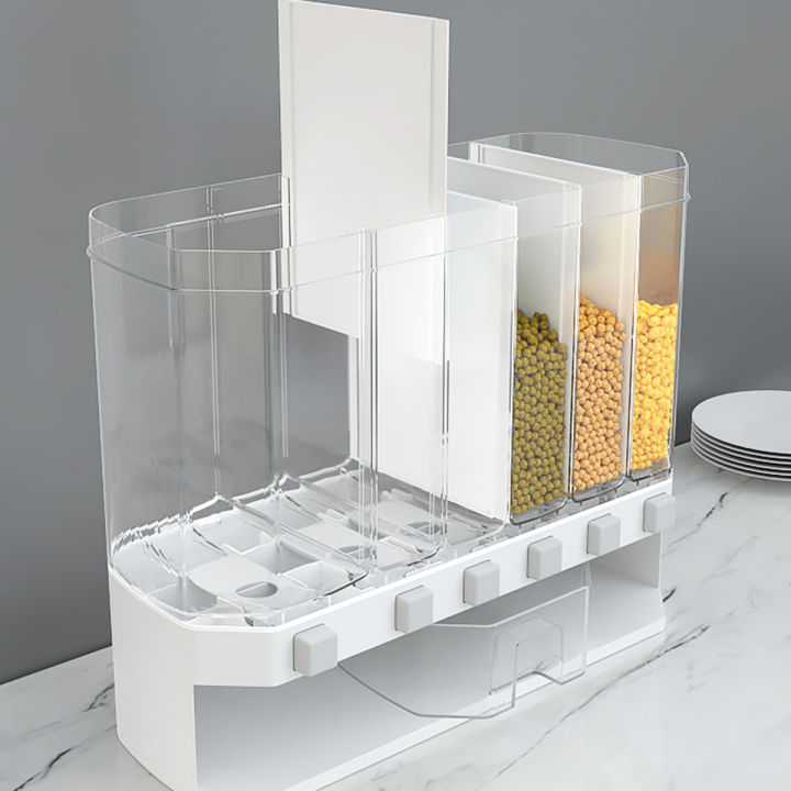 Wall-Mounted Dry Food Dispenser 6-Grid Cereal Dispensers Food Storage ...