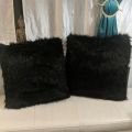 Cushion Covers Faux Fur Fluffy Worm Double Side Sofa Pillow Covers Soft Beautiful Black. 