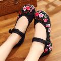【BestGO】Womens Ladies Girls Korean Sandals for Women Women Spring Summer Peach Blossom Buckle National Wind Embroidered Cloth Shoes Women Casual Flat Shoes Fashion Shoes Work. 