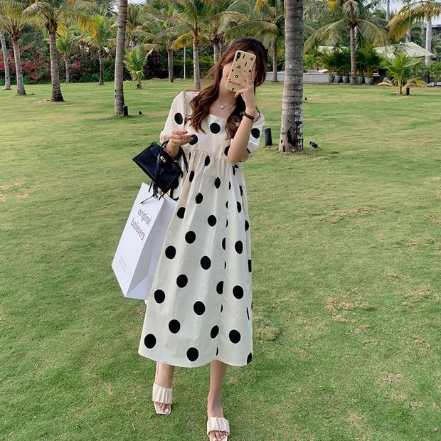 Summer%20High-Profile%20Figure%20Maternity%20Clothes%20Korean%20Style%20Polka-Dot%20Loose-Fitting%20Dress%20Mid-Length%20Late%20Pregnancy%20Fat%20MM200%20Catty%20Top%20-%20Image%204