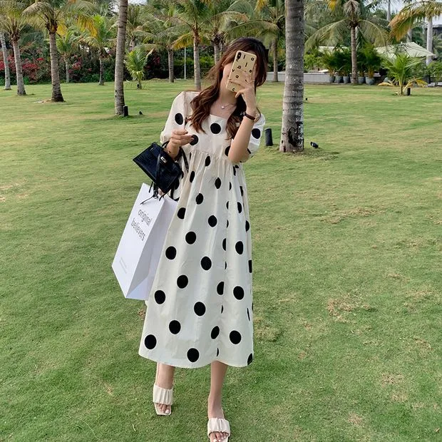 Summer%20High-Profile%20Figure%20Maternity%20Dress%20Korean%20Style%20Polka-Dot%20Loose-Fitting%20Dress%20Mid-Length%20Late%20Pregnancy%20FatMM200Catty%20Top%20-%20Image%204