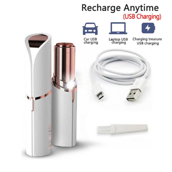 USB Rechargeable Facial Trimmer 18k Gold Plated Frt Finishing Touch Flawlbss or Flawless Hair Remover Machine
