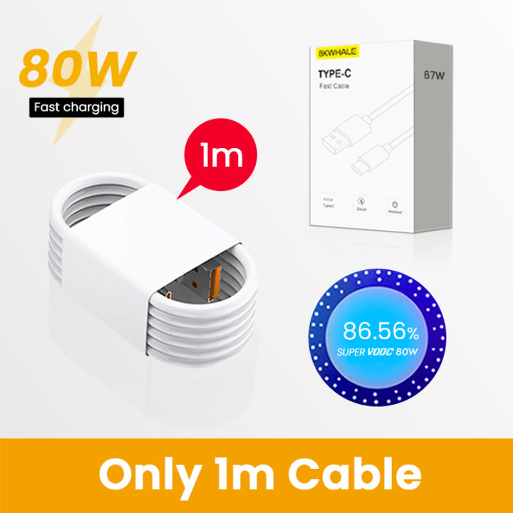 【ZOSR】BKWHALE 80W SUPER VOOC Charger USB Fast Charge Adapter 7A Type C Cable For OPPO RENO 7 8 9 10 Pro + Find X3 X5 X6 K10 Q5 A1 Pro