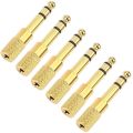 Quarter Inch Adapter, 6.35mm (1/4 Inch) Male to 3.5mm (1/8 Inch) Female Headphone Jack Plug, Gold 6 Pack. 
