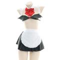 【Good selling】Anime Succubus Devil Maid Cosplay Costume Women Leather Maid Dress Apron Suit Nightdress Underwear Halloween Party Clothes. 