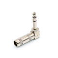 6.35mm Jack Microphone Plug Connector Right Angle Male Assembly 6.5mm Stereo Nickle Plating Audio Plug. 