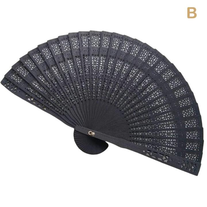 Fashion Wedding Hand Fragrant Party Carved Bamboo Folding Fan Chinese Wooden Fan