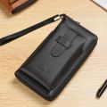 Men'S Wallet Long Fashion Soft PUPU Faux Leather Wallet Zipper Multi-Card Holder Youth Money Clip Phone Bag Large Capacity. 