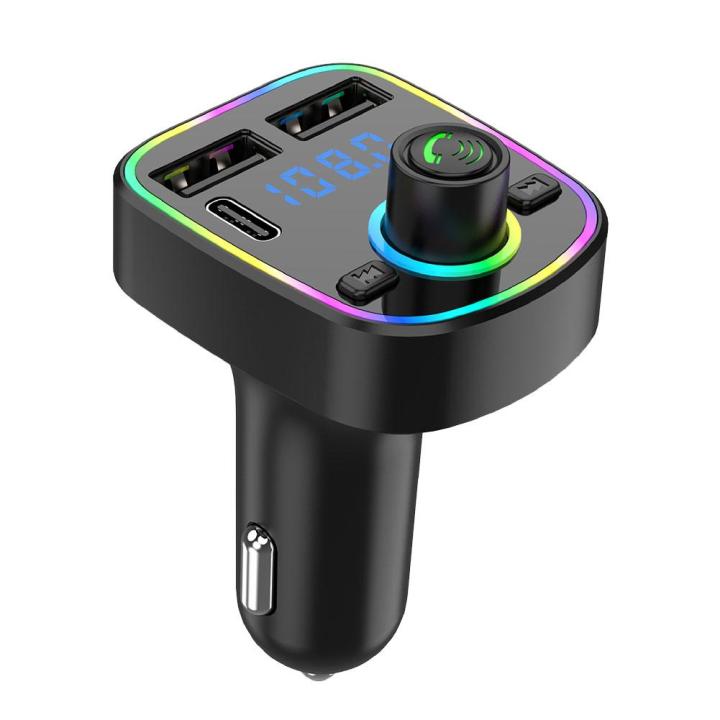 Car%20Bluetooth%205.0%20FM%20Transmitter%20PD%20Type-C%20Dual%20USB%203.1A%20Fast%20Charger%20Colorful%20Ambient%20Light%20Handsfree%20MP3%20Modulator%20Player%20-%20Image%204