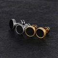 Man Fashion ium Earbob Ear Studs Cool Flat Round Shape Earrings. 