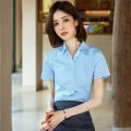 2023Spring and Autumn NewVCollar White Shirt Women's Long Sleeve Formal Suit Work Clothes Business Wear White Short Sleeve Shirt. 