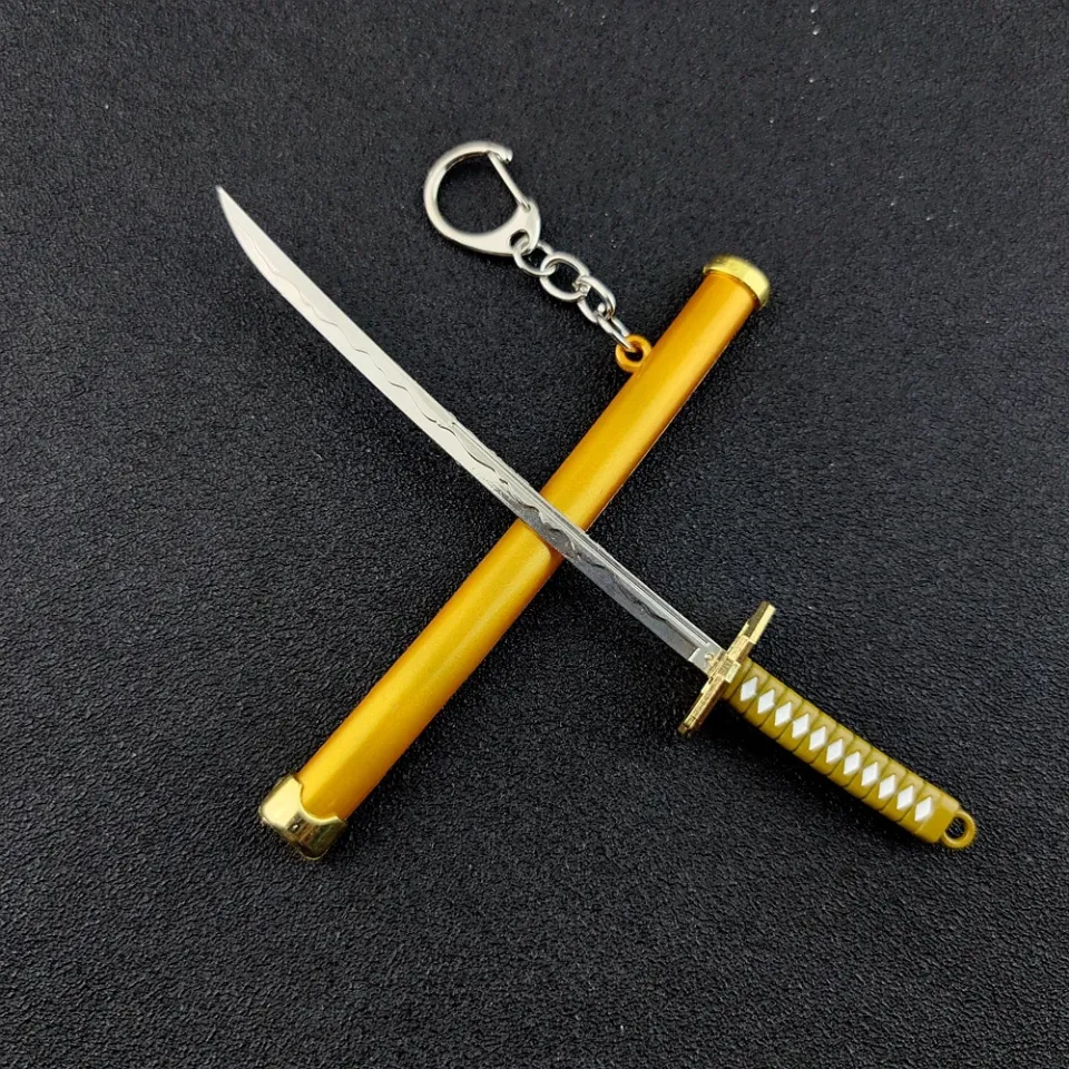 Mini Roronoa Zoro Samurai Keychain Anime Scabbard Key Ring Katana