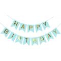 Happy Birthday Banner(Blue Gold) Fringe Curtain And 60Pc Latex Balloons Balloons (Blue, Gold, White). 