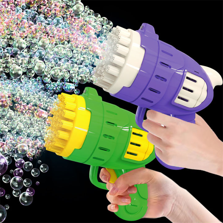 【HOT】 32 Hole Handheld Bubble Gun Game Interactive Outdoor Bubble Machine CHILDREN's Toy Bubble Gun Without Battery And Bubble Water