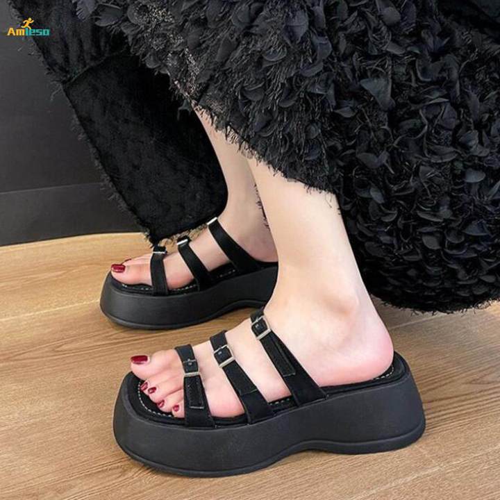 Women's%20Platform%20Sandals,%20Slip%20on%20Flat%20Sandal,%20Slip%20on%20Slippers%20Lightweight%20Open%20Toe%20Slide%20Sandals%20Adjustable%20Buckle%20for%20Pool,%20Traveling,%20Street%20,%2039%20-%20Image%202