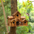 Bird House Wooden Bird Houses for Outside Hanging, 6 Hole Handmade Natural Bird House. 