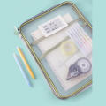 Nylon Mesh Student Tote Bag A4 Size L-Shaped File Pocket Portable Mesh Book Bag for Travel Documents Filing. 