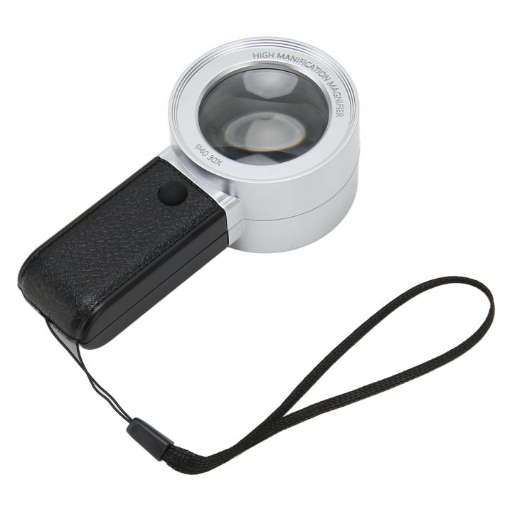 30X Magnifying Glass, Handheld Magnifier 3 LEDs 1 UV Ergonomic Handle for Book Reading