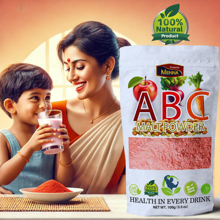 ABC Malt Powder - Healthy Drink for Kids & Adults - 100% Natural Apple, Beetroot, Carrot Powder, and Nuts