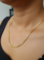 ESH New Elegant Gold Plated 18/24 Inch 3mm Singapore Square Fox Chain Necklace for Unisex. 