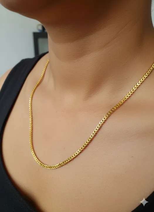 ESH%20New%20Elegant%20Gold%20Plated%2018/24%20Inch%203mm%20Singapore%20Square%20Fox%20Chain%20Necklace%20for%20Unisex%20-%20Image%204