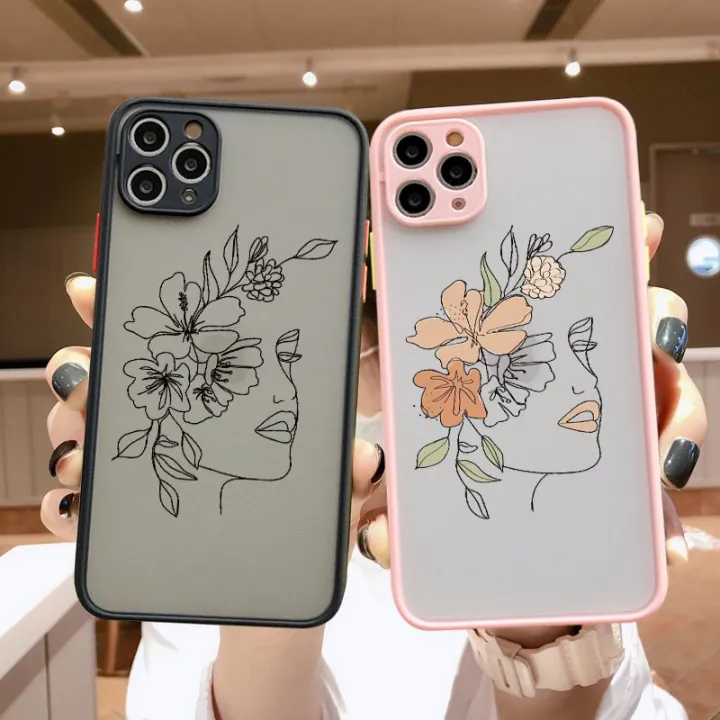 Line%20Art%20Sketch%20Flower%20Girl%20Protection%20Phone%20Case%20For%20iPhone%2012%2011%2013%20Pro%20MAX%20X%20XS%20XR%20SE%202%206s%207%208%20Plus%20Hard%20Translucent%20Cover%20-%20Image%208