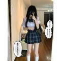 jk Uniform Genuine Original Tight Shirt Stretch Fitted Waist Figure Flattering Shirt High Waist Skirt Skirt Outfit Summer. 