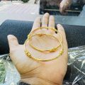 Gold plated fashion jewelry one pair plan bangle with Lightweight Cute bangles for Women and Girl. 
