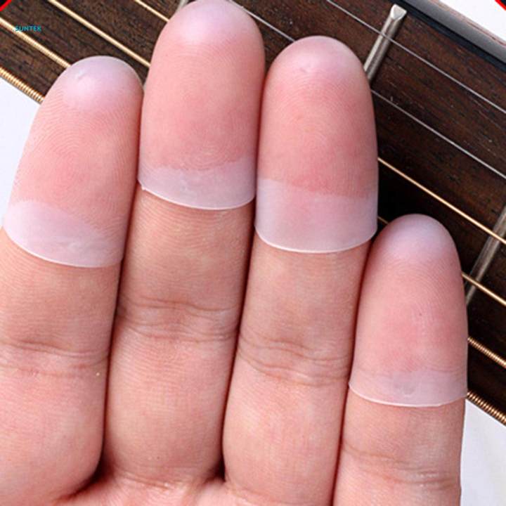 4x Silicone Guitar Finger Guards for Guitar Beginner Stringed Instruments , Clear, XS
