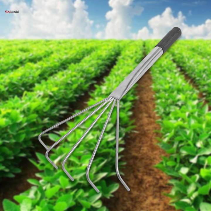 Gardening Hand Rake Grass Rake for Sweep Leaves Tilling Soil Loose Debris Handle length 28cm