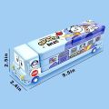 Umadiya® Branded Metal Double Decker Bus Shape Pencil Box for Kids with Moving Tyres & 3 Compartments Pencil Case for Boys & Girls - Blue (Toys & Games). 