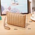 Handwoven Straw Clutch Bag Trendy Design Zipper Eco friendly Bohemian Purse Lightweight Beach Wristlet for Summer Vacation Accessory Casual Outings Stylish Women Evening Events Gift Item. 