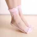 DaiShana Summer Ladies Lace Embroidery Silk Transparent Glass Crytal Stretch Women Socks breathable socks hot selling 1 pair. 