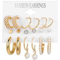 Elegant Female Pearl Earrings Set Zircon Pearl Earings Women Party Accessories 9 Pairs/Set. 