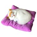 Kid Realistic Mew Sound Cat Sleeping in Nest Activated Carbon Plush Toy Car Decor. 