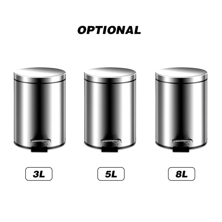 8L%20Brushed%20Stainless%20Steel%20Rubbish%20Bin%20Step%20Trash%20Can%20Wastebasket%20Garbage%20Container%20Bin%20Dust%20Bin%20with%20Lid%20for%20Bathroom%20Kitchen%20Waste%20Bin%20Removable%20Liner%20Bucket%20-%20Image%208