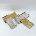 KOKKO Rectangular Serving Tray, 7.7in Hammered Stainless Steel Storage Tray, Hammered Serving Plates For Towel Tea Fruit Jewelry, Metal Decorative Vanity Platter. 