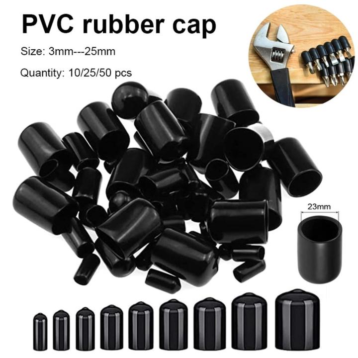【NEW】 10/25/50Pcs 3-25Mm PVC Vinyl Rubber Round End Cap Threaded Cap Steel Pipe Plastic Pipe Rubber Protector Classification Kit