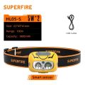 SUPERFIRE HL05-S Powerful LED Headlamp Yellow/White Light Camping Lantern Motion Sensor Rechargeable Stepless Dimming Head Lamp. 