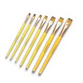 Flat Paint Brush Set 6pcs for Acrylic Watercolor Gouache Oil and Body Painting. 