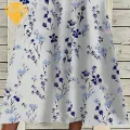 Printed Midi Dress Floral Print O Neck A-line Midi Dress with Pockets for Women Soft Breathable Summer Daily Wear Style Elegant Round Neck Dress. 