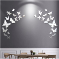 12Pcs/Set 3D Butterfly Mirror Wall Sticker Decal Removable DIY Art Party Wedding Decoration Kids Room Home Decor Crystal Sticker. 