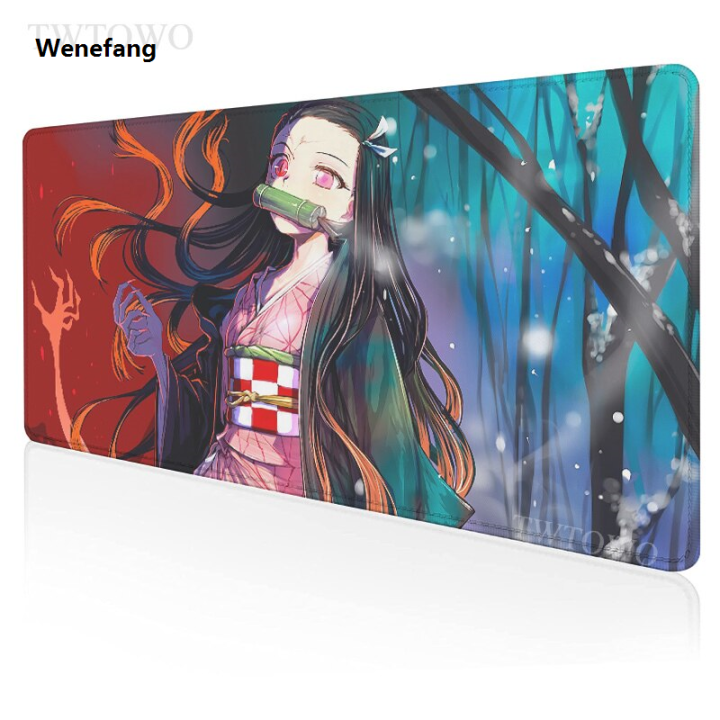 Wenefang Luxury Anime Demon Slayer Kimetsu No Yaiba Kamado Nezuko Mouse Pad Gamer XL HD Mousepad XXL keyboard pad Soft Carpet Office Table Mat