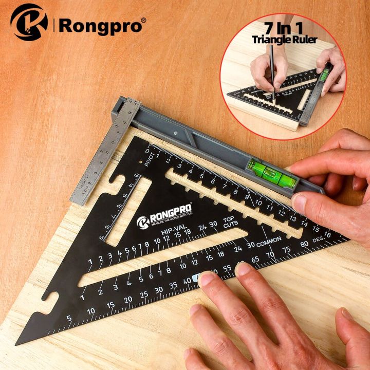 Rongpro multi-function 7in Triangle Ruler Carpenter Set Square Angle ...