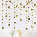 【Petalfall】Gold 80th Happy Birthday Banners Decorations Circle Star Garland Paper Hanging 80 Year Old Birthday Party Supplies. 