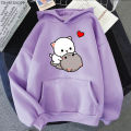 Peach and Goma Cat Hoodie Women/Men Harajuku Cute Kawaii Love Hoodies Unisex Autumn Winter Graphic Sweaters Sweatshirts Korea. 